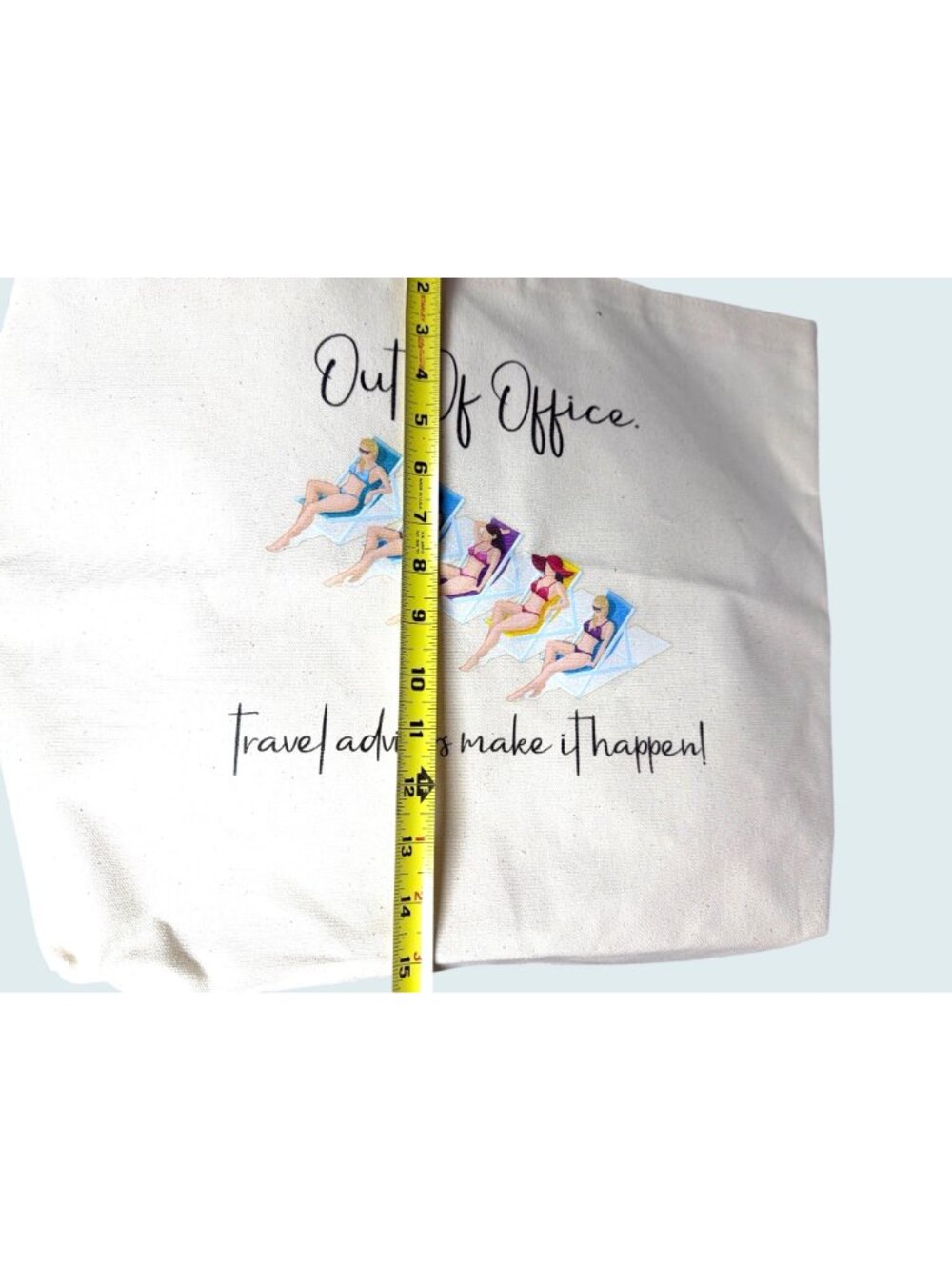 Large Heavy Duty Canvas Tote Bag Out Of Office Travel Advisors Agents Vacation - Picture 6 of 13